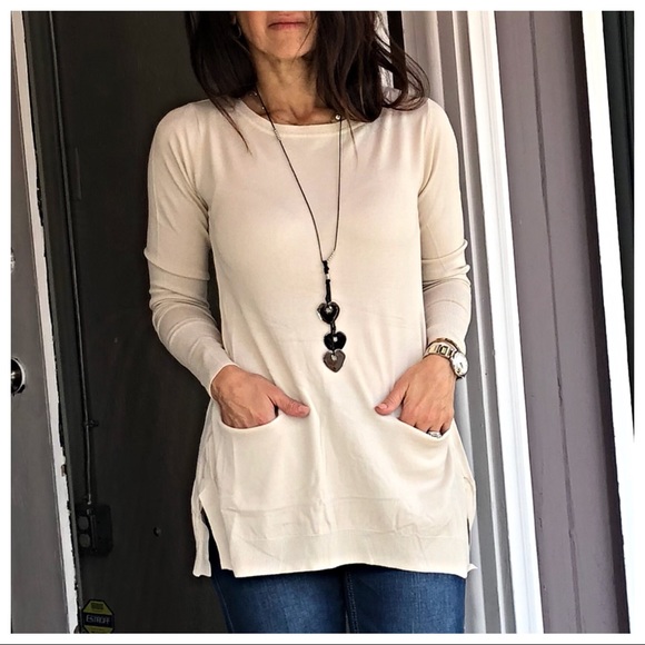 Sweaters - ✨LAST ONE ✨PARIS Silk L/sleeves pocket sweater